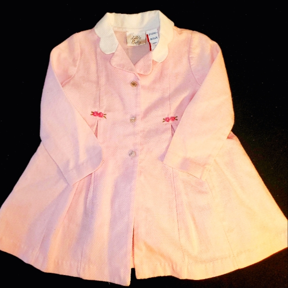 Girly Pink 3t flower applique Girls' Peacoat